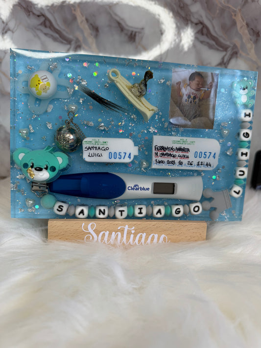 Baby quadro rettangolare con base in legno led