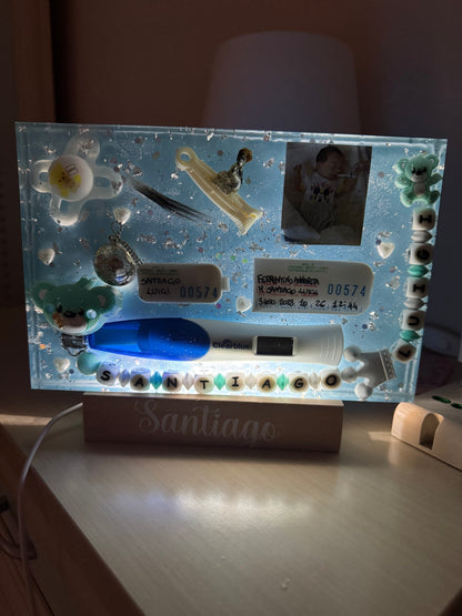 Baby quadro rettangolare con base in legno led